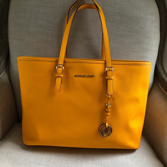 Michael Kors Handbags - Michael Kors Shoulder Tote Saffiano Yellow Jet Set